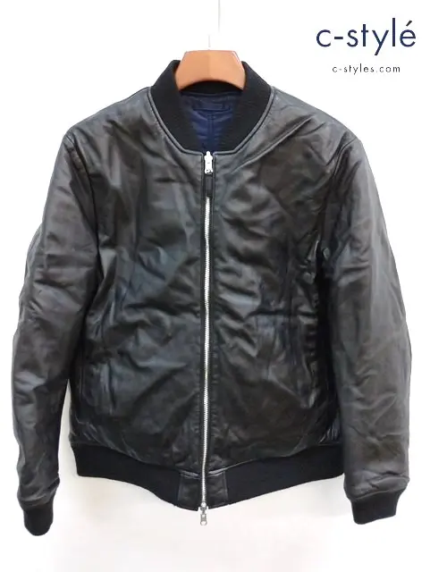 J PRESS ジェイプレス リバーシブルブルゾン L ネイビー ブラック SHEEP LEATHER REVERSIBLE BLOUSON