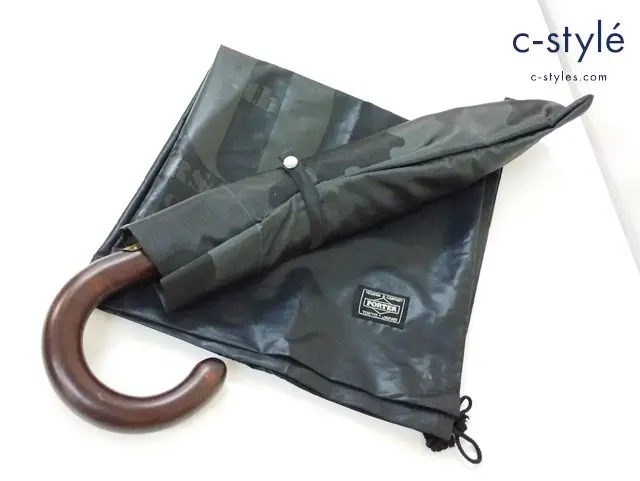 PORTER×前原光榮商店 折りたたみ傘 ブラック×グリーン 迷彩柄