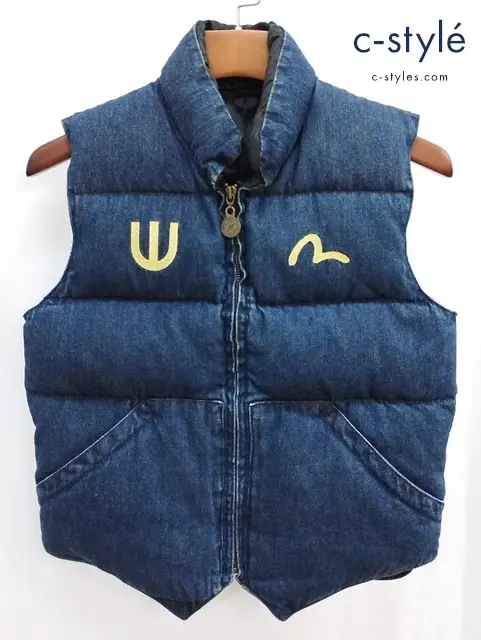 EVISU エヴィス デニムダウンベスト 34 インディゴ YAMANE ジップアップ レディース