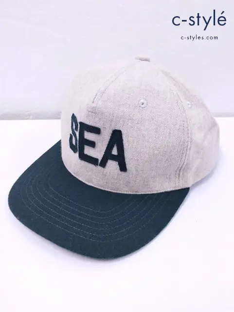 WIND AND SEA ウィンダンシー ロゴキャップ F ベージュ×グリーン WDS-0-FAL-24-Q1-AC-01