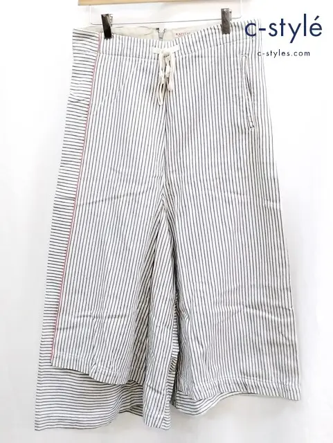 KAPITAL キャピタル ヒッコリーガウチョパンツ XS（0） ホワイト×ネイビー レディース