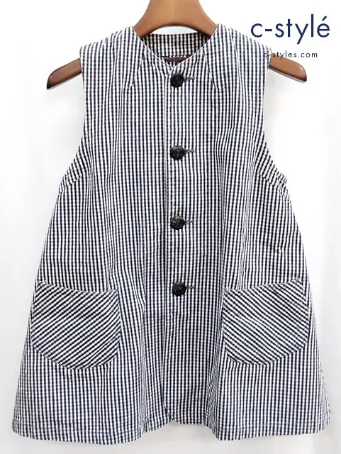 KAPITAL キャピタル Aラインベスト S（1） ネイビー×ホワイト ギンガムチェック 綿100％ レディース