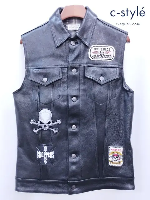 WEST RIDE ウエストライド レザーベスト 40 ブラック GOAT LEATHER 山羊革