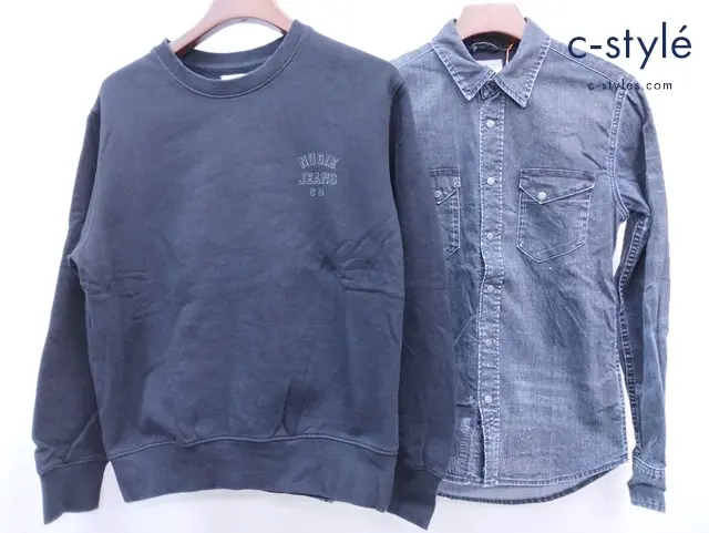 nudie jeans ヌーディージーンズ シャツジャケット トレーナー S インディゴ ブラック