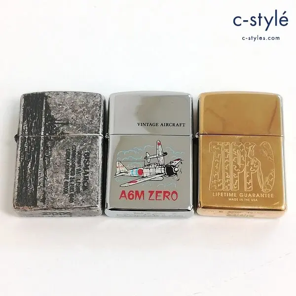ZIPPO ジッポー オイルライター LIFETIME GUARANTEE BISMARCK VINTAGE AIRCRAFT A6M ZERO 計3点 喫煙具