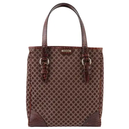 OLD CELINE(オールドセリーヌ) キャンバスクロコエンボスコンビマカダムパターンロゴプレートトートバッグ