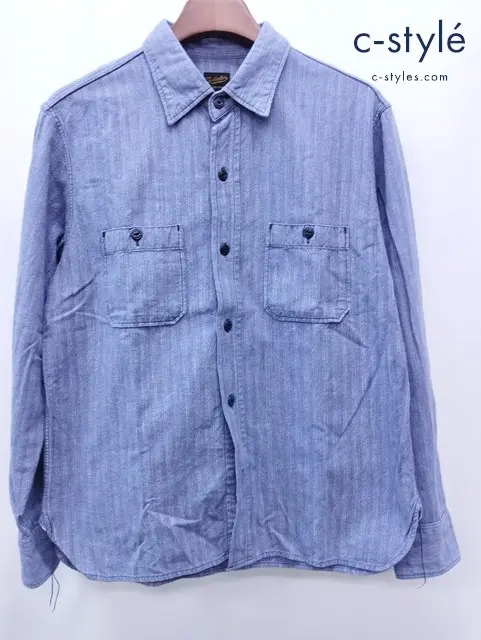 TENDERLOIN テンダーロイン ストライプ シャンブレーシャツ ネイビー系 M