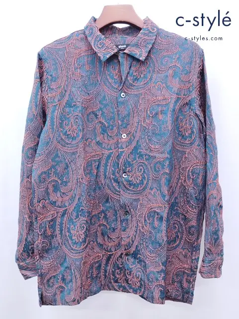 glamb グラム オープンカラーペイズリーシャツ S グリーン×オレンジ GB0323/SH07 Open Collar Paisley SH