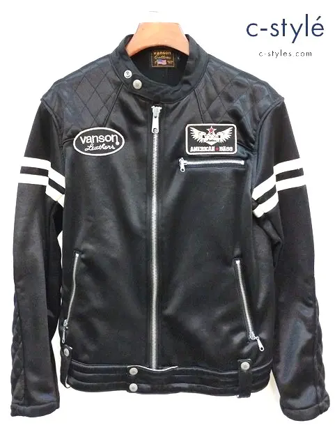 VANSON バンソン ナイロンライダースジャケット L ブラック ジップアップ