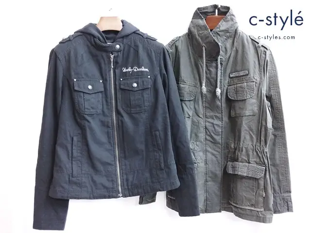 Harley Davidson ハーレーダビッドソン ジャケット L ブラック カーキ レディース