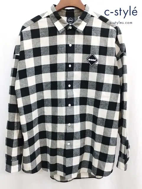 F.C.Real Bristol エフシーレアルブリストル バッファローチェックシャツ L ブラック×ホワイト FCRB-212078