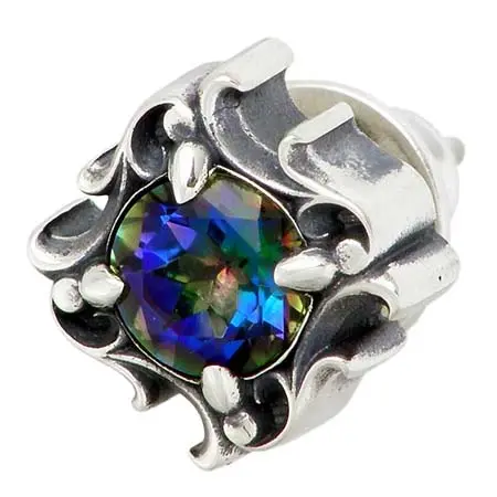 AQUA FORTIS(アクアフォーティス) ミスティッククォーツ シルバー ピアス スタッドタイプ メンズ 1個売り 片耳用