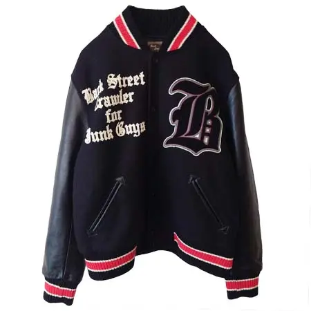 BackStreetCrawler(バックストリートクロウラー) レザー袖 刺繍 スカル スタジャン