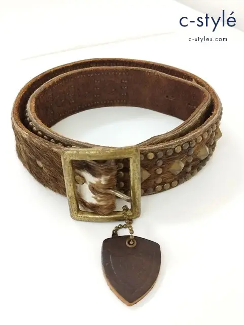 HTC エイチティーシー スタッズベルト 32 ブラウン ハラコ ハリウッドトレーディングカンパニー