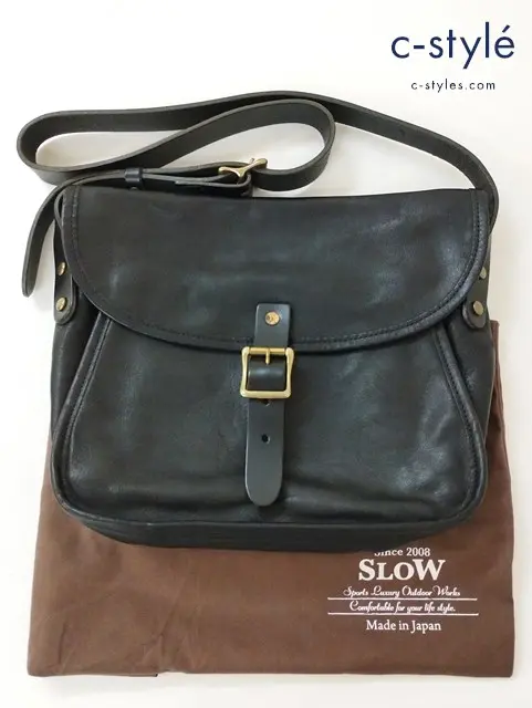 SLOW スロウ レザーショルダーバッグ ブラック TOKYO JP.SLOW 08 HANDWROUGHT bono