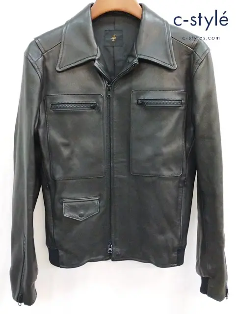 ato アトウ レザージャケット 46 ブラック AM18A-B01 羊革 ジップアップ