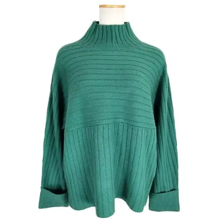 QTUME(クチューム) セーブル混ウール横リブハイネックニット