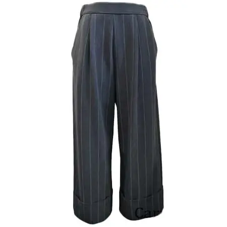 QTUME(クチューム) ヘリンボーンストライプ裏起毛パンツ[Made in Japan]