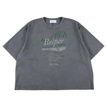 BELPER(ベルパー) ウォッシュド タオポグラフィTシャツ