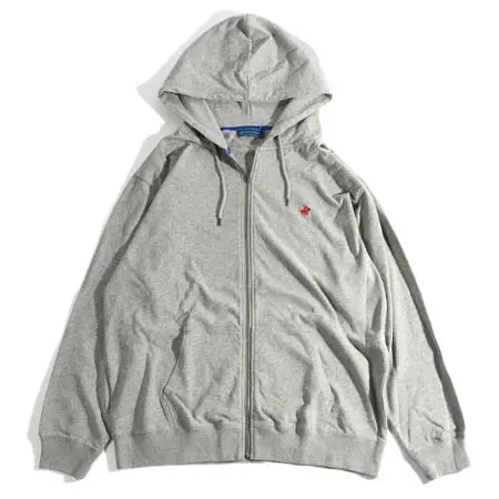 BEVERLY HILLS POLO CLUB(ビバリーヒルズポロクラブ) ルーズシルエット ヘビーウェイト ワンポイント ロゴ刺繍 ジップ パーカー