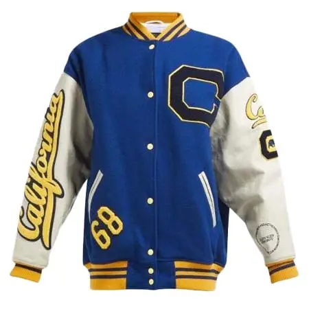 Calvin Klein 205W39NYC(カルバンクライン２０５Ｗ３９ＮＹＣ) Berkeley Logo Wool And Leather Varsity Jacket – Womens – Blue Multi