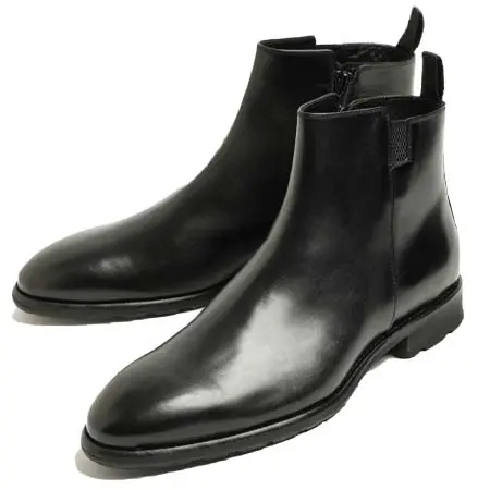 CALZOLERIA TOSCANA(カルツォレリアトスカーナ) サイドジップ レザー ブーツ/ ARCTIC GRIP / 防滑 A325 SILVER / ブラック