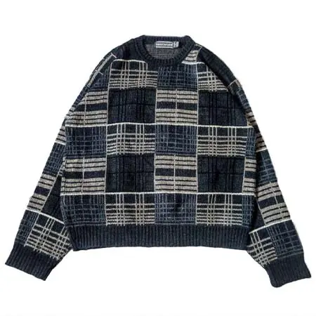 david taylor(デウ゛ィットテイラー) 長袖ニット　USA製　ビッグサイズ　ブロックチェック