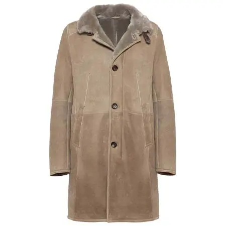 Gimo’s(ギモス) MEN COAT IN SUEDED BEIGE MERINO SHEEPSKIN