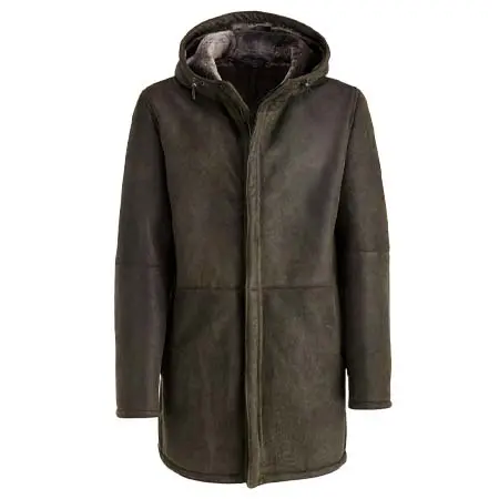 Gimo’s(ギモス) WAXED MEN JACKET IN SUEDED DARK GREEN MERINO SHEEPSKIN