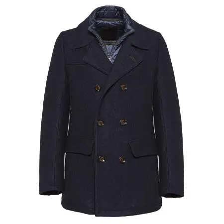 Gimo’s(ギモス) MEN DOUBLE BREASTED HEAVY JACKET IN BLUE FELTED WHOOL