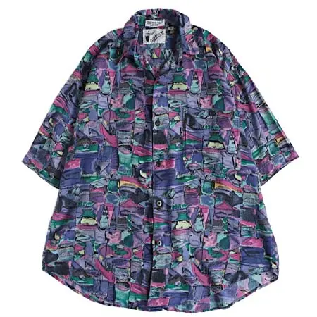 GOOUCH(グーチ) 80-90s GOOUCH アートパターン 総柄 レーヨン 半袖 シャツ