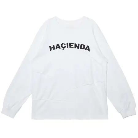 HACIENDA(ハシエンダ) リンクルエフェクトロゴプリントロングスリーブTシャツ