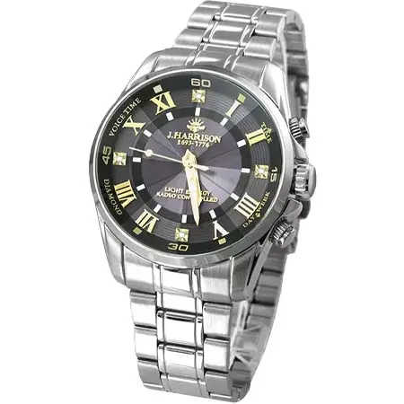 J.HARRISON(ジョンハリソン) JH-078BK [音声付ソーラー電波腕時計]