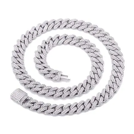 KRKC&CO(ケーアールケーシーアンドコー) 14mm モアサナイト 純銀 喜平 ネックレス メンズ BOX-CLASP KRKC 40cm