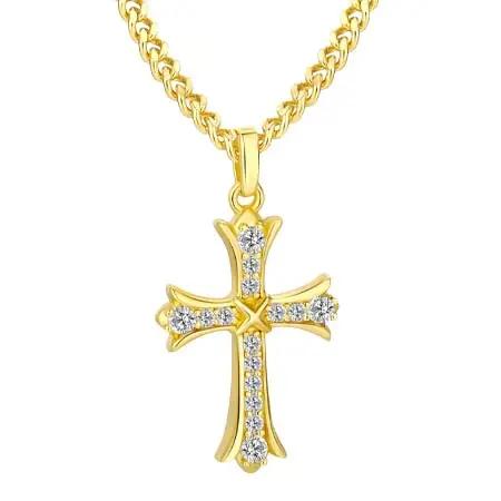 KRKC&CO(ケーアールケーシーアンドコー) 0.33カラット モアサナイト クロス ペンダント ネックレス メンズ S925 KRKC