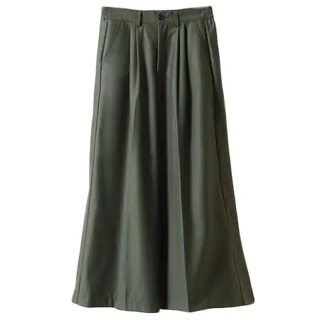 nilway(ニルウェイ) 420g/mTR配色ステッチワイドルーズ袴パンツ/センタープレス 袴シルエット ドレープワイドパンツ