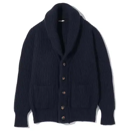 nomiamo(ノミアモ) カシミヤショールカラー カーディガン ネイビー