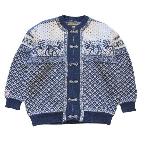 Nordstrikk(ノルドストリック) ノルウェー製 nordstrikk 鹿柄 ノルディック柄 ウールニット カーディガン XL