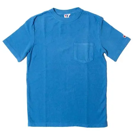 STATELINE(ステートライン) 7.25oz RUGBY S/S TEE GARMENT DYE 製品染め Tシャツ ポケット付き アメリカ製 ブルー