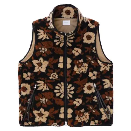 superNova.(スーパーノヴァ) Flower camo jacquard boa vest SN-443A