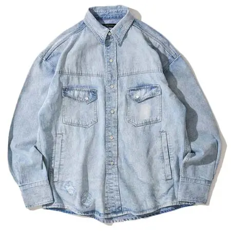 TETE HOMME(テットオム) ダメージリペアデニムシャツ