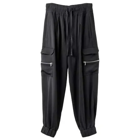 thom/krom(トムクロム) RELAXED FIT CARGO TROUSERS / ELASTIC VISCOSE (BLACK)