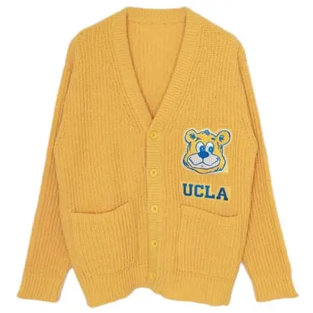 UCLA(ユーシーエルエー) ベアーワッペン刺繍付き片畦 ルーズサイズカーディガン