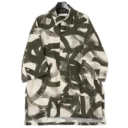 UJOH(ウジョー) ビッグカフスシャツ / 軌跡プリント ローンストレッチ / M742-B55-906