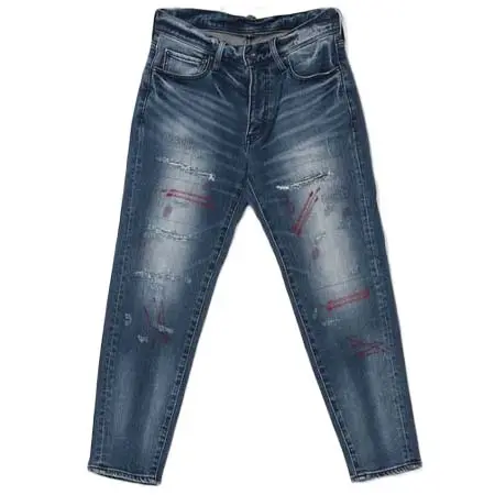 VOGUISH(ヴォーギッシュ) 8分丈ストレッチダメージデニムパンツ