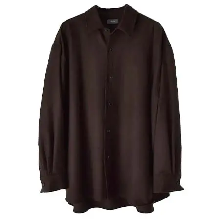 WIRROW(ウィロウ) Botany wool regular collar shirt dark brown