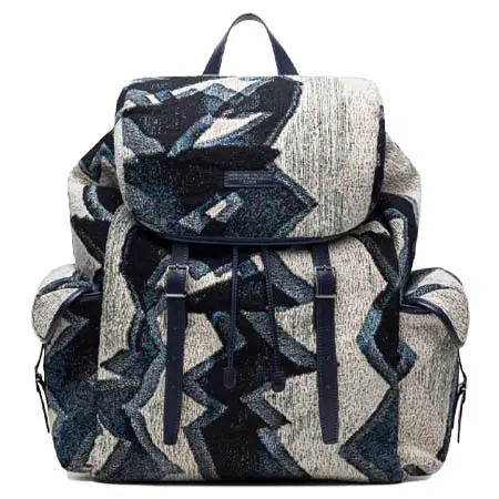 wooyoungmi(ウーヨンミ) Blue Zigzag Cotton Backpack