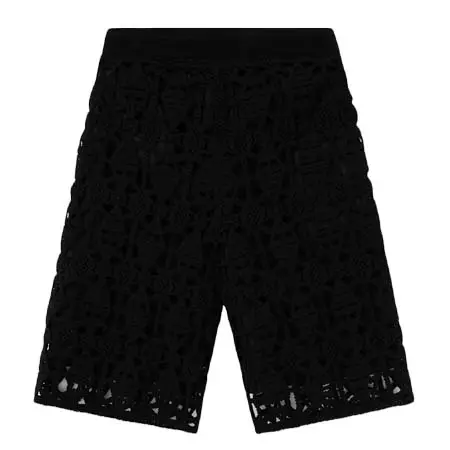 wooyoungmi(ウーヨンミ) Black Lace Knitted Shorts