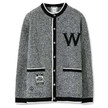 wooyoungmi(ウーヨンミ) Black Round Neck Embroidered Cardigan