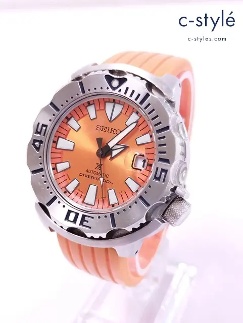 SEIKO セイコー 腕時計 シルバー×オレンジ 6R15-02X0 自動巻 DIVER’S 200m